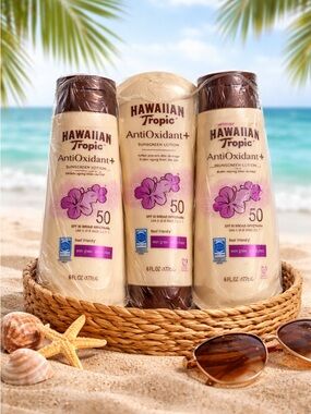 Hawaiian Tropic SPF 50 AntiOxidant+ Sunscreen 3 Pack NEW